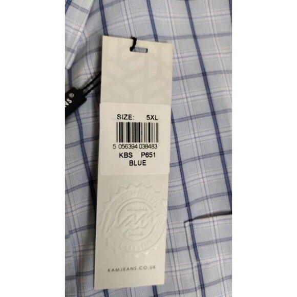 NWT Kam Jeans 5xl Men's Plaid Button Up Short Sleeve Business Casual Shirt - Picture 8 of 10